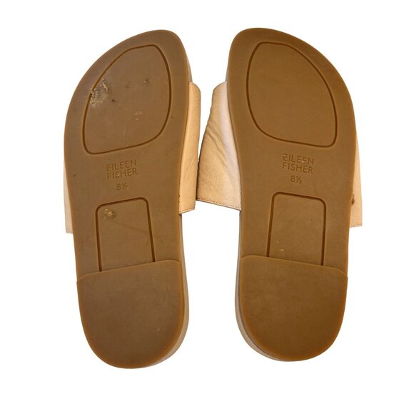 Eileen Fisher Tan Leather Slides Sandals GUC Sz 8.5 - Picture 5 of 8